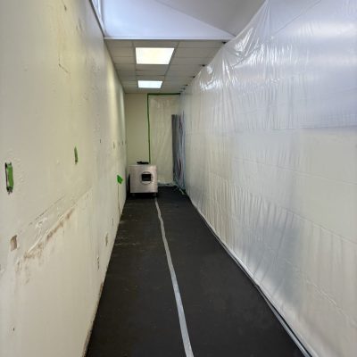 Contained hallway before mold removal services by MRC Restoration.